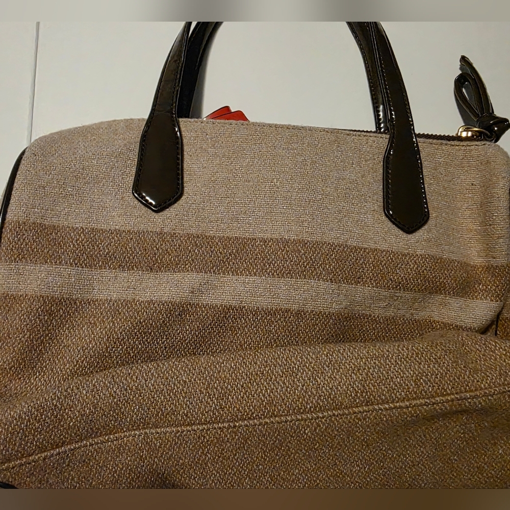 Coach Tan And Brown Tote With Red Bow - Picture 3 of 4